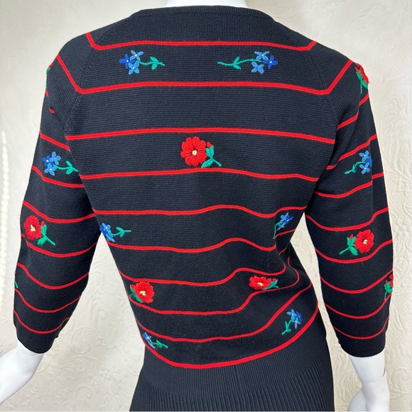 Alix International 60s Wool VTG Italian Floral Cardigan - Picture 6 of 14